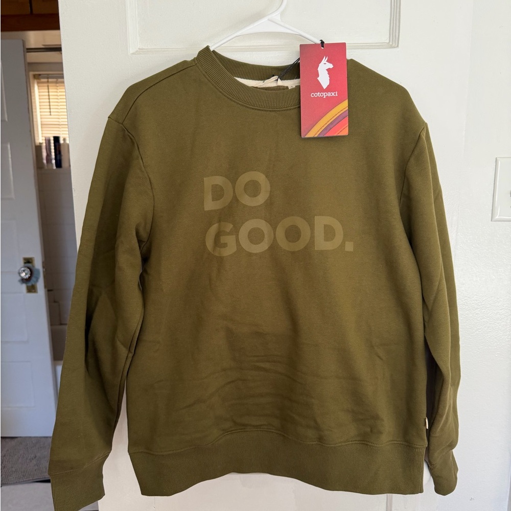 Cotopaxi Do Good Olive Crewneck Sweater Women’s Small NWT